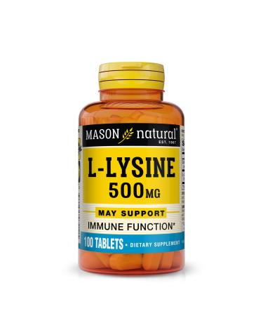 MASON NATURAL L-Lysine 500 mg with Calcium - Improved immune Function Enhanced Nutrient Absorption Essential Amino Acid 100 Tablets
