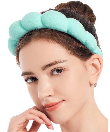 Lauzq Spa Headband Makeup Headband for Washing Face  Sponge Terry Cloth Headband for Skincare  Makeup Removal  Shower  Facial Mask - Hair Accessories  Bubble Headband  Fashion Puffy Headband A-Mares-Green