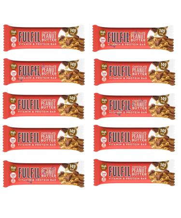 Fulfil Peanut Butter Salted Caramel Peanut & Caramel Flavour Vitamin & High Protein Low Sugar Chocolate Bar 40g (Pack of 10 Peanut Butter Flavour) Peanut Butter Flavour Pack of 10