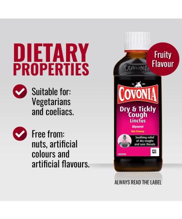 Covonia Dry & Tickly Cough Linctus 150ml - Soothing Relief for Dry Coughs and Sore Throats - Buy Online on GoSupps.com