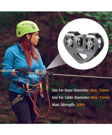 Lixada 30KN Tandem Speed Zip Line Pulley for Cable Backyard Zipline - Holds Up to 6700lbs - Grey | Perfect for Hauling, Rigging, and Commercial Use - Buy Online on GoSupps.com