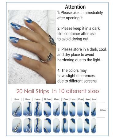 Wahrshei Nail Foils - Sea Wave UV Gel Nail Foil | Self-Adhesive 20pcs Gel Nail Stickers & Wraps - Buy Online on GoSupps.com