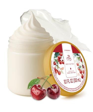 Cherry Body Butter Shea Body Butter for Women Dry Skin Natural Cherry Lotion for Body Care Smell Good-10.1 floz(300ml) Cherry 10.1 Fl Oz (Pack of 1)