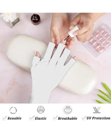 Tongyend UV Gloves for Gel Nails - Professional Fingerless Gloves for UV Nail Lamp Manicure Dryer and Outdoor Use (White) - Buy Online on GoSupps.com