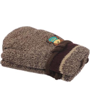 Cute Fox Knitting Full Finger Gloves for Toddlers 1-3 Yrs | Winter Thermal Plush Lining | Kids Cycling Camping Mitten in Bear/Khaki - Buy Online on GoSupps.com