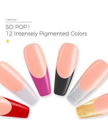 Burano Gel Nail Art Liner Set - 6 Colors Black White Red Silver Gold - UV/LED Soak Off Polish Kit with Thin Brush - Buy Online on GoSupps.com