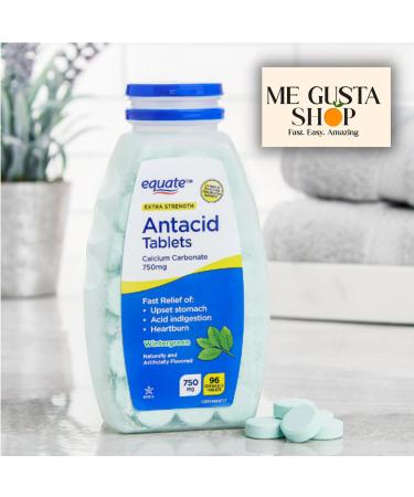Equate Extra Strength Antacid Chewable Wintergreen Tablets 750 mg 96 Ct Pack of 03 Total 288ct + me Gusta Sticker - Buy Online on GoSupps.com