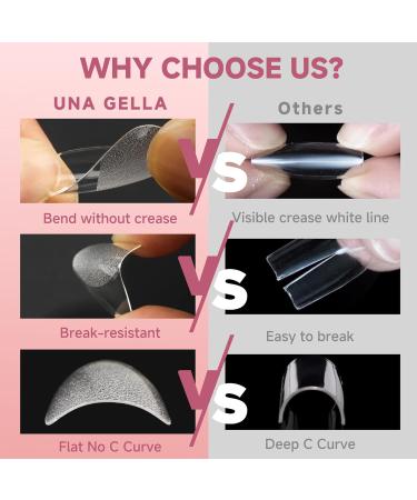 UNA GELLA Medium Almond Gel Nail Tips - 312pcs Half Matte Clear Fake Nails | DIY Art & Salon-Quality Extensions | 12 Sizes C-Almond - Buy Online on GoSupps.com