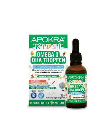 Omega 3 vegan - without fish taste - vegan omega 3 oil for infants toddlers and children - sustainable algae oil alternative to fish oil - 50 ml |Apocratic Kids Vegan Omega 3 algae oil - Buy Online on GoSupps.com