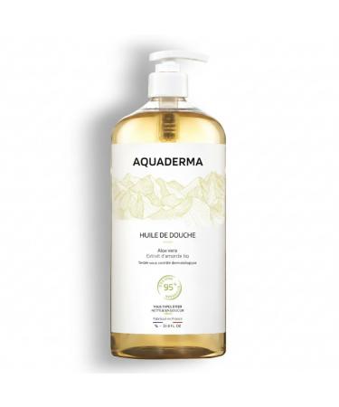 Aquaderma Aloe Vera & Almond Shower Oil 1L - 95% Natural Origin & Made in France - Nourishes & Protects - All Skin Types Face & Body - Hypoallergenic