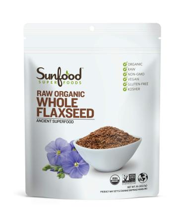 Sunfood Superfoods Raw Organic Whole Flaxseed 1 lb (453.5 g)