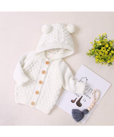 Puseky Baby Knit Hooded Sweater Coat for 0-6 Months - Beige - Buy Online on GoSupps.com