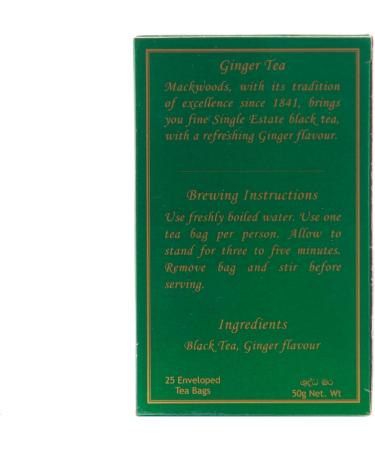MACKWOODS GINGER FLAVOURED SINGLE ESTATE BLACK TEA IN 25 ENVELOPED TEA BAGS - Buy Online on GoSupps.com