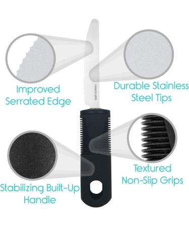 Vive Adaptive Utensil Set - Heavy Stainless Steel Silverware for Parkinson's and Arthritis - Easy Grip for Shaking Hands - Non-Weighted Holder Included - Buy Online on GoSupps.com