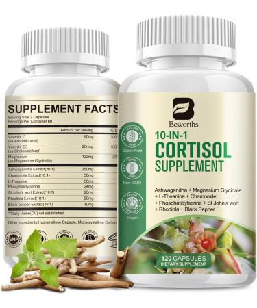 Cortisol Supplements for Women Men 10-in-1 Cortisol Detox with Ashwagandha Magnesium L-Theanine Balanced Cortisol Levels Night & Calm Support 120 Vegan Capsules 120 Count (Pack of 1) - Buy Online on GoSupps.com