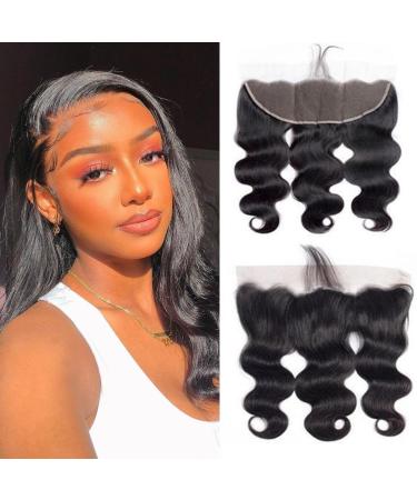 13X4 Frontal Hd Lace Frontal Closure Human Hair Body Wave Only Ear To Ear Closure Free Part Pre Plucked With Baby Hair 150% Density 12A Virgin Natural Black (20Inch 13X4 Body Wave Frontal) 20 inch 13X4BW-Natural Color