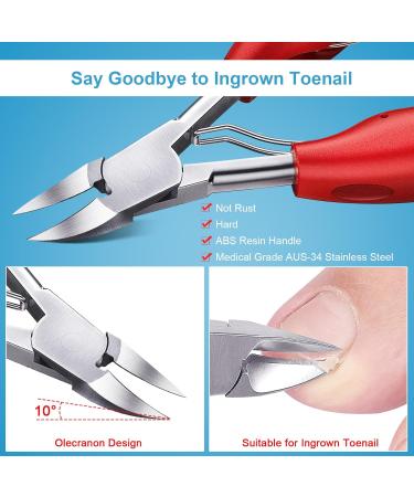 Orelex Professional Toenail Clipper Set - Sharp Stainless Steel Nail Clippers for Ingrown Toenails - Set of 4 with Soft Handle - Ideal for Pedicure Care - Buy Online on GoSupps.com