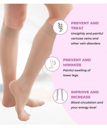 GABRIALLA Sheer Knee High Compression Stockings - 20-22 mmHg XL Beige, Closed Toe for Women - Buy Online on GoSupps.com