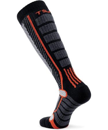 TSLA 2 Pack Winter Ski Socks - Men and Women Calf Compression Snowboard Socks - Warm Thermal Socks for Cold Weather - 2pairs Black/Orange - Size Large - Buy Online on GoSupps.com