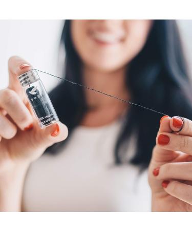 Organic Biodegradable Bamboo Charcoal Dental Floss - Vegan Eco-Friendly Mint Flavored | Refillable Glass Holder & Zero Waste Oral Care - Buy Online on GoSupps.com