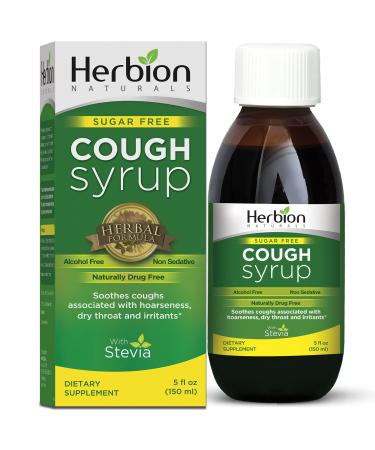Herbion Naturals Sugar Free Cough Syrup with Stevia-5FLOz-Relieve Cough and Soothes Sore Throat Optimizes Immune- Healthy Bronchial and Lung Function