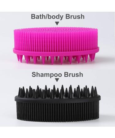 2pcs Upgrade Silicone Body Scrubber Set - Exfoliating Body Brush, More Hygienic & Lathers Well - Black & Purple - Buy Online on GoSupps.com