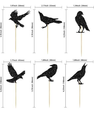 24Pcs Black Crow Cupcake Toppers Glitter Raven Halloween Cupcake Picks for Horror Crow Halloween Theme Birthday Party Cake Decorations Supplies - Buy Online on GoSupps.com
