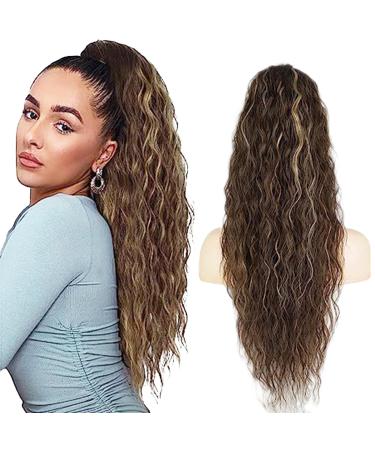 Ponytail Extension Human Hair Ponytail 26 Inch Real Hair Ponytail Extension Synthetic Pony Tail Hairpiece Hair Extensions for Women Brown