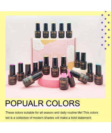 Arte Clavo Gel Nail Polish Set - 20 Colors 5ml All Seasons Collection - Nude Gray Pink Blue Glitter Starter Kit - Soak off, Nail Lamp, Nail Art Manicure - DIY Salon Home Gift for Women - Buy Online on GoSupps.com
