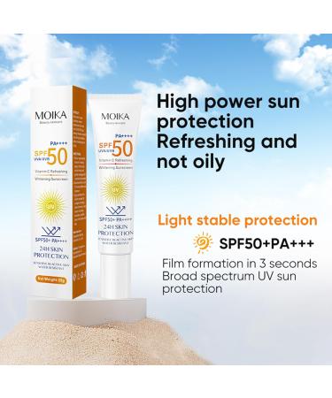 Sun Cream SPF 50 SPF 50 Face Moisturiser Face Sun Cream SPF 50 with Glycerol And Vitamin C Face Sunscreen Sunscreen SPF 50 Face Protection UVA & UVB & Non Greasy Sun Cream for All Skin Types - Buy Online on GoSupps.com