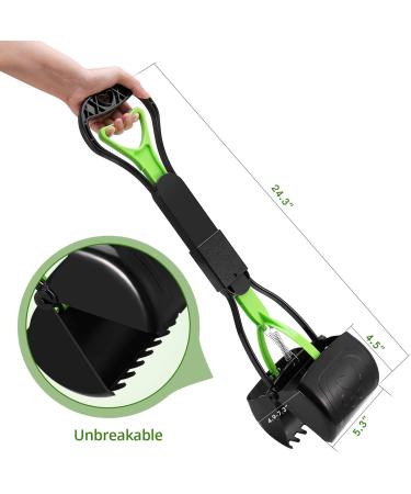 Non-Breakable Pet Pooper Scooper for Dogs and Cats | Durable Spring, Long Handle | Easy Grass & Gravel Pick Up - Green - Buy Online on GoSupps.com