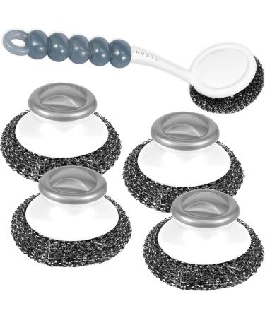 Portesh Stainless Steel Scrubber Multifunctional Steel Scouring Pads with Handle Rustproof Stainless Steel Sponges Portable Dish Scrubbers Reusable Utensil Scrubber for Home Kitchen Pot Pan(5pcs) - Buy Online on GoSupps.com