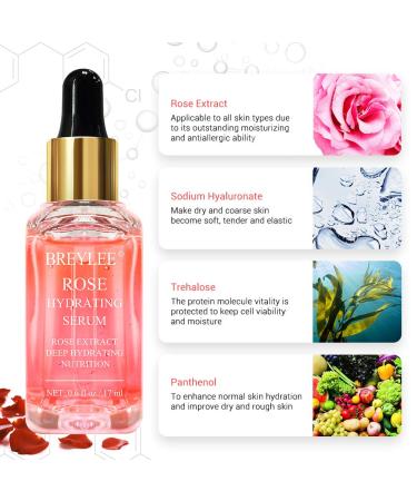 BREYLEE Rose Hydrating Face Serum with Hyaluronic Acid - Alcohol Free, 17ml - Buy Online on GoSupps.com