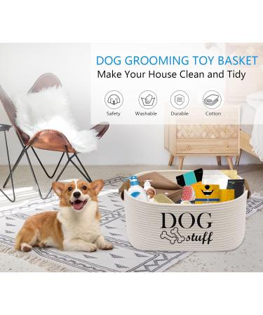 Minezi Cotton Rope Dog Toy Basket - Beige | Pet Toy Storage Organizer | Durable & Stylish Solution for Animal Needs (1 Pack) - Buy Online on GoSupps.com