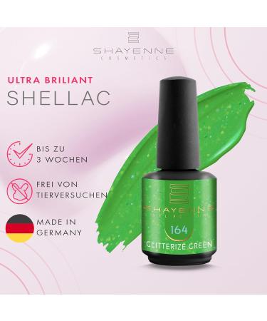 SHAYENNE Made in Germany Shellac Gel Nail Polish 15 ml for UV LED Lamp | 164 Glitterize Green Glitter | Gel Nail Polish for UV Nail Lamp | LED Nail Polish Gel Polish Nail Gel - Buy Online on GoSupps.com