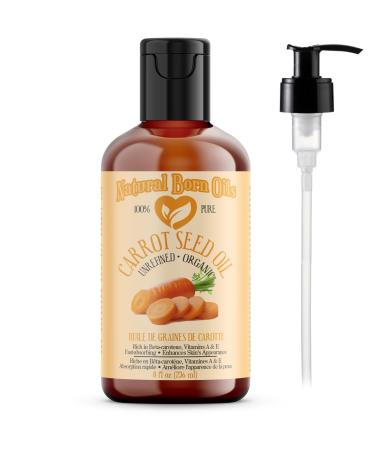 Carrot Seed Oil 236ml Organic Cold-Pressed High in Carotene Skin Elasticity Enhancer Hair Strengthener Natural Born Oils. 236 ml (Pack of 1)