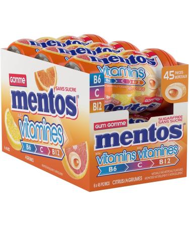Mentos Pure Fresh - Vitamin Citrus Flavour - Pack of 6 bottles (270 pieces) - Sugar-free Gum citrus mix - Buy Online on GoSupps.com