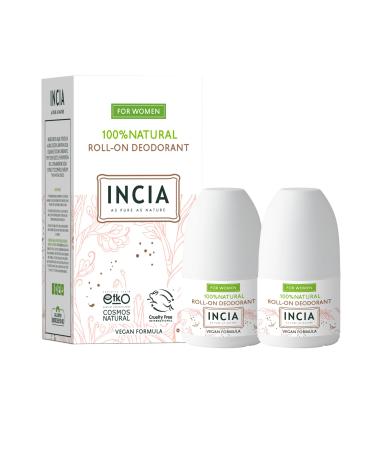 Incia Natural Deodorant | Vegan | Aluminum Free Deodorant for Women | Fresh |Cruelty Free Paraben Free Natural Fragrance (Pack of 2) Women 1.76 Fl Oz (Pack of 2)
