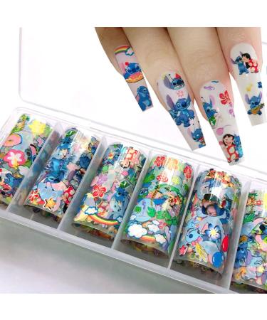 6 Rolls Cute Nail Art Stickers Cute Cartoon Nail Art Foil Transfer Decals 3D Nail Art Supplies Designer Nail Stickers for Women Kids Girls DIY Anime Nail Designs Decals for Acrylic Nails Decoration 4