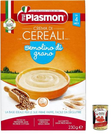 Italian Gourmet E.R. Lot de 6 plasmon Cereal Cream Semolina 230 g + Pulp Italian Gourmet 400 g