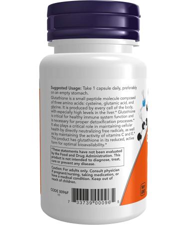 Now Foods Glutathione 250 mg - 60 Veg Capsules for Immune Support & Antioxidant Boost - Buy Online on GoSupps.com