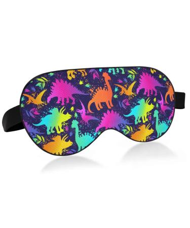 Sleep Mask Light Blocking Colorful Neon Dinosaurs Eye Mask for Sleeping with Adjustable Strap Funny Dino Soft Lightweight Eye Cover Blindfold for Men Women Work Travel Naps Color 7