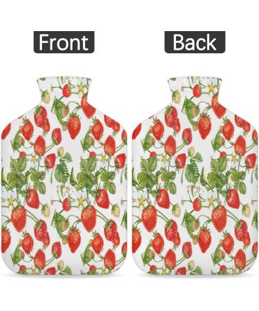 Heat Bottle with Strawberry Leaves & Fluffy Cover | 2L Tropical Water Bag for Cozy Nights & Pain Relief - Buy Online on GoSupps.com