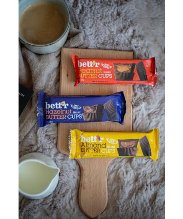 Bett r Bio Almond butter cups. 100% Vegan Gluten free and Lactose free - 12 x 39 g Bett'r Bio Almond Butter Cups - Buy Online on GoSupps.com