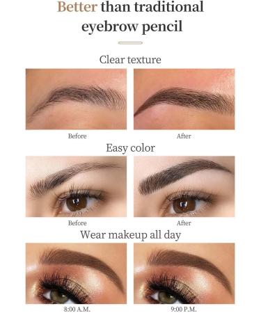Microblading Eyebrow Pen 3D Waterproof Long-Lasting Eyebrow Pen Long-lasting Natural Makeup Fine Stroke Magic Eyebrow Pencil Stay on All Day (Gray) - Buy Online on GoSupps.com
