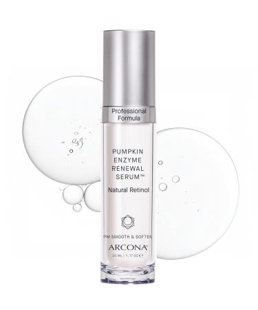 ARCONA Pumpkin Enzyme Glow Serum Transforms Dull Skin Overnight with Plant-Based AHAs & Natural Retinol | Reveals a Brighter Smoother Complexion | Gentle Retinol Serum for Face 1.17 fl oz