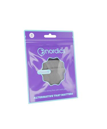 Eco dental floss sticks 0.40 mm | with toothpick | Tasteless & unwaxed | Vegan | 30 pieces | Nordics