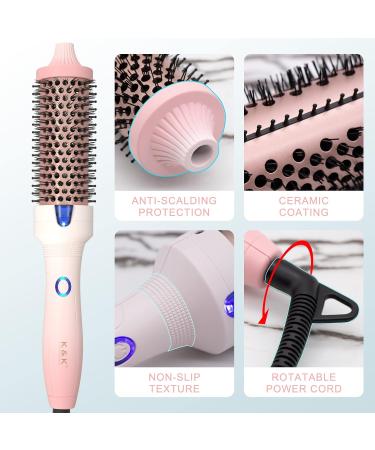 K&K Hot Hair Brush 38mm - Keratin Protect Heated Barrel | Ionic Smooth Shine Volumize Comb | Dual Voltage Hair Straightener Curler Styling Tool - Buy Online on GoSupps.com