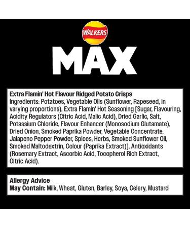 Walkers Max Extra Flamin' Hot Crisps 130g 130 g (Pack of 1) - Buy Online on GoSupps.com