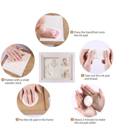 Aokyom Baby Wood Picture Frame Set - Non-Toxic Handprint & Footprint Stamp Kit for Baby Shower | Perfect Family Gift - Buy Online on GoSupps.com